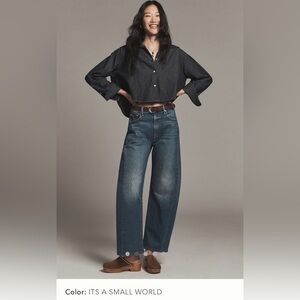 MOTHER Wide Leg Jeans in Medium Indigo Blue